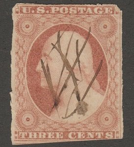 DS-1647 GENERAL ISSUE 1855 SCOTT 11 3c DULL RED  $10