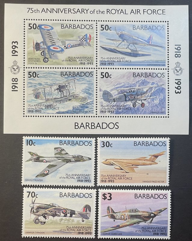 BARBADOS # 842-846-MINT NEVER/HINGED---COMPLETE SET & SOUVENIR SHEET---1993