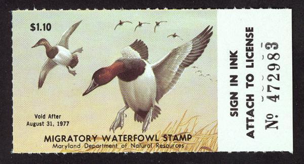 #4, Maryland State Duck stamp, SCV $10