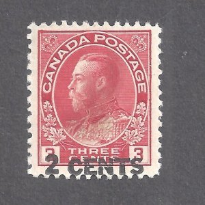 CANADA # 139i MINT KGV 2 CENTS on 3c SHIFTED OVERPRINT BS25273