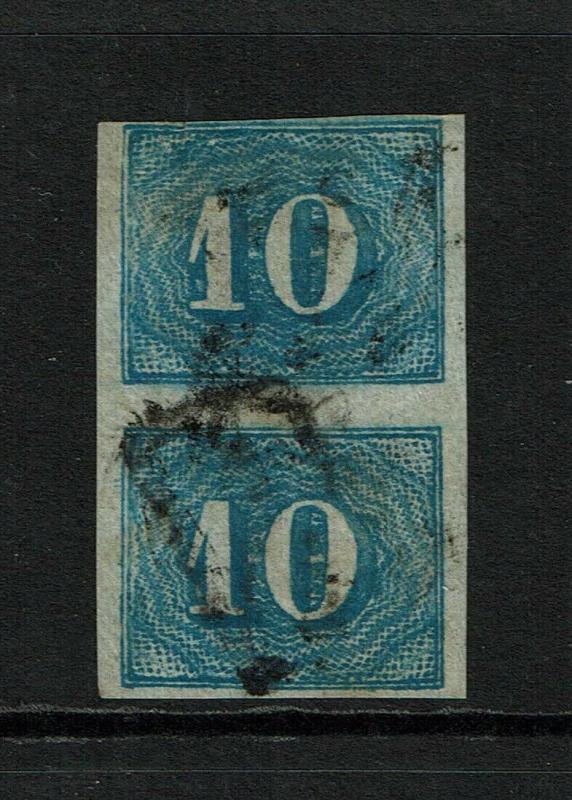 Brazil SC# 37 Vertical Pair Used / Tiny (~1mm) Top Left Cut - S7037