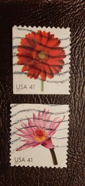 US Scott # 4181,4182; two used 41c Flowers from 2007; VF centering