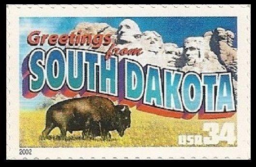 US 3601 Greetings from South Dakota 34c single (1 stamp) MNH 2002