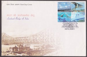 INDIA - 2007 LANDMARK BRIDGE OF INDIA - SE-TENANT 4V FDC