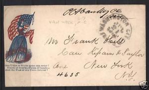 USA Stampless Lady Patriotic Cover Washington To Ny