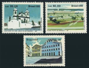 Brazil 2135-2137,MNH.Michel 2252-2254. World heritage list, 1988.