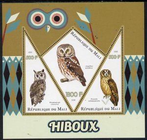 MALI - 2015 - Owls - Perf 3v Sheet - MNH-Private Issue