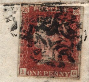 GB SG.7 Piece MALTESE CROSS Piece 1841 Penny Red ex BLACK PLATE {samwells} MA309