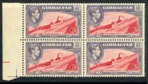 GIBRALTAR 1938-51 KGVI 6d Perf.13 1942 Printing BLOCK 4 SG No 126b / Sc 113  MNH