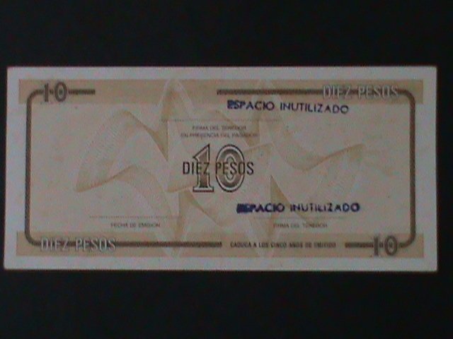 ​CUBA-NATIONAL BANK OF CUBA-$10-PESO-TOURIST EXCHANGE CERTIFICATE-UNC-VF-RARE