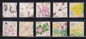 Japan 2020 Sc#4377a-j Greetings: Spring 2020 - Flowers Used
