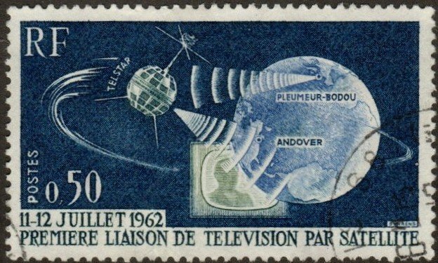 France 1048 - Used - 50c Telstar Satellite / Earth / TV (1962)