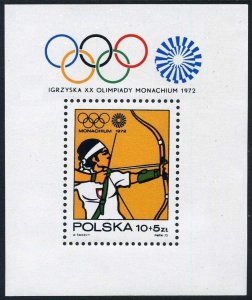 Poland B125, MNH. Michel 2157 Bl.51. Olympics Munich-1972. Archery.