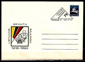 Lithuania, 1993 Agency issue. Scouting Postal Envelope. First day cancel.