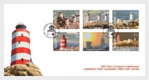 Alderney 2024 300 Years Casquets Lighthouse Lighthouses set of 6 stamps FDC
