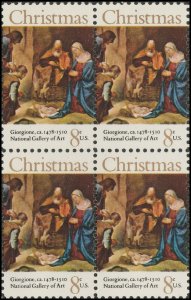 US 1444 Christmas Adoration of the Shepherds 8c block 4 MNH 1971