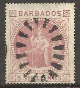 BARBADOS 1873 5/- dull rose, nicely used with - 70376