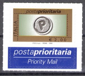 2004 Italy, Posta Prioritaria, Euro 2 Green Black Gold Grey No. 2809 MNH**