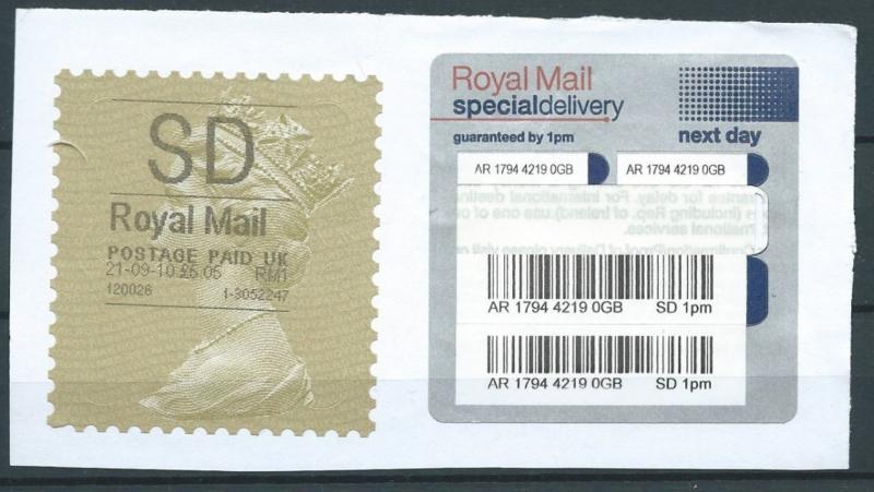 GROSSBRITANNIEN GRANDE BRETAGNE GB 26-10-2010 SD ROYAL MAIL GOLD HORIZON (TYP...