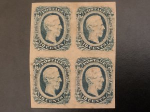 CSA Confederate #12 MNH Block of 4 VF-XF Overheated Plate Variety