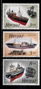 FAROE ISLANDS Scott 158-160 MNH** 1987 Fishing Trawler set