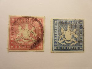 German States WURTTEMBERG Scott 42, 43 XF++ USED Lot11.2 Cat $55.75