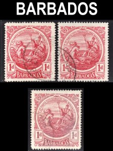 Barbados Scott 129 THREE DIFFERENT SHADES F to VF used. FREE...