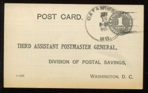 UZ1 Post Office Official Postal Card 1914 Usage 'NO BUSINESS REPORTED' LV4115