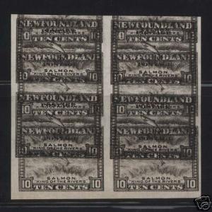 Newfoundland #193iii XF/NH Imperf Double Print Block