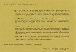 Von corp EDUCARD No.119 Proof Card 1881 Lincoln AtlantaTrial Color with Cover