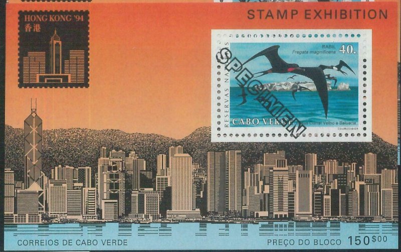 78453 - CABO VERDE - STAMPS:  BIRD Hong Kong S/S MNH - Overprinted SPECIMEN 1994