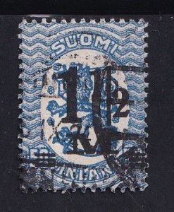 Finland    #126  used  1921  Arms  surcharged   1 1/2m on 50p