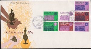 AUSTRALIA 1971 Christmas block of 7 on FDC.................................A5522