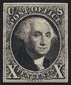 US Stamp #2 10c Black Washington   MINT NO GUM SCV $15000