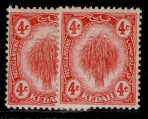 MALAYSIA - Kedah GV SG20 + 21, 4c SHADE VARIETIES, M MINT. Cat £18. 