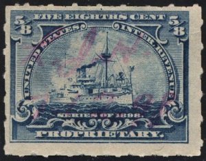 RB23 5/8¢ Battleship Proprietary Stamp (1898) Used