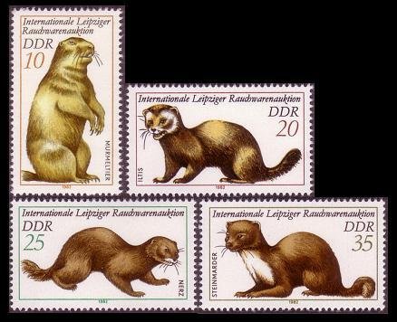 GDR Rodents Fur Animals 4v 1982 MNH SG#E2386-E2389