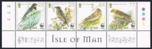 Isle of Man 860 ad,MNH. WWF 2000.Song Birds:Swallow,Flycatcher,Skylark,Hammer.