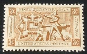 1955 3c Fort Ticonderoga Scott 1071 Mint NH