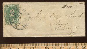 Confederate States 1 Used on TIny Cover Richmond VA to Georgia  BZ1677