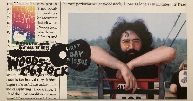 2019 Woodstock FDC Hand Crafted Cachet from Life Magazine 50th Jerry Garcia
