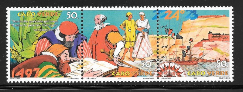 Cape Verde Scott 730 MNHOG Strip of 3- 1998 Early Exploration - SCV $6.00