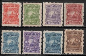 El Salvador #47-56 ~ Short Set 8 of 10 ~ Unused,  Some Issues Exist Rev. (1891)