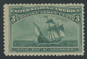 USA 232 - 3 cent Columbian - F/VF Mint never hinged & sound Cat $97.50