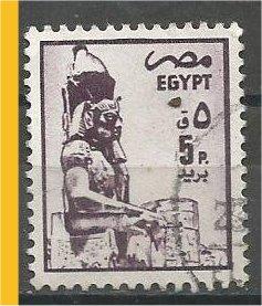 EGYPT, 1985, used 5m, Seated statue, Scott 1276