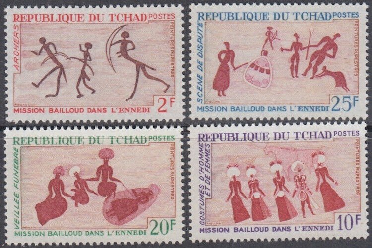 CHAD Sc # 163-6 CPL MNH SET of 4 ROCK PAINTINGS