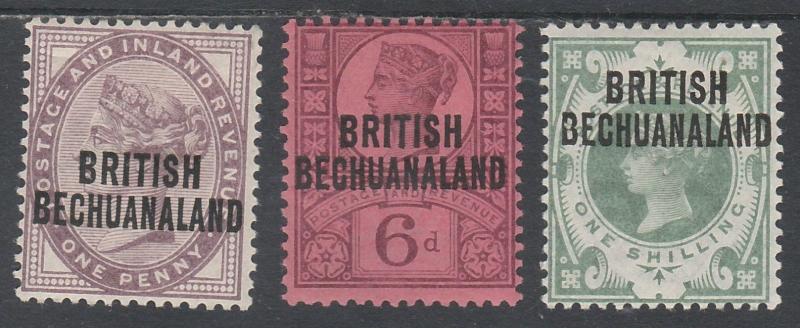 BRITISH BECHUANALAND 1891 QV GB 1D 6D AND 1/-