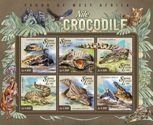 Sierra Leone MNH S/S Nile Crocodiles 2015 6 Stamps