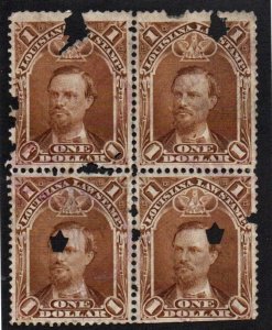 Louisiana Law Stamps $1.00 Used Block of four