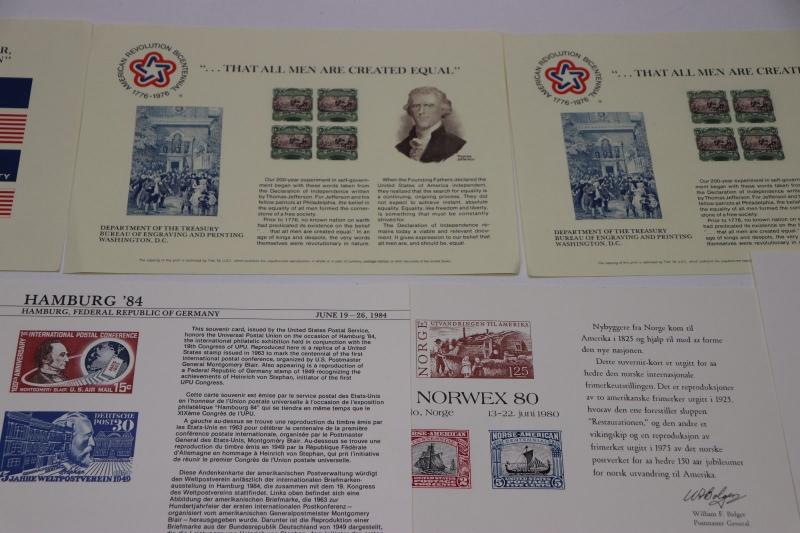 Philatelic Souvenir page lot 25 Maxi Expo stamp show card US WW Engraved reprint